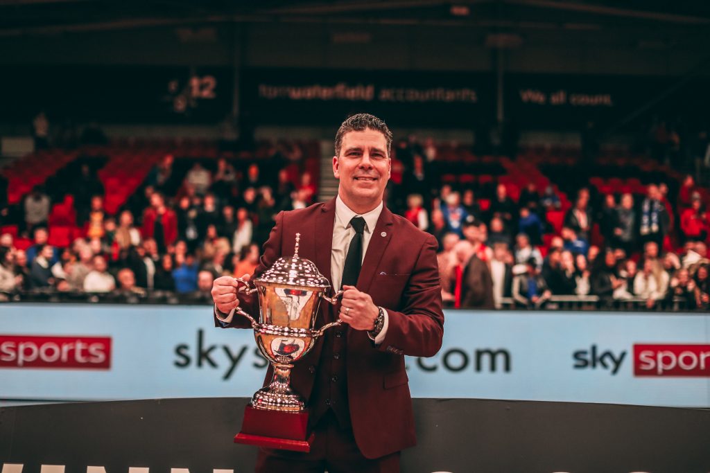 Rob Paternostro with the 2021/22 BBL Championship trophy